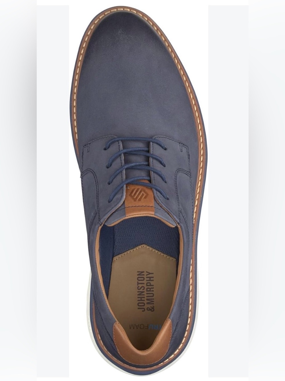 Men’s Johnston & Murphy Navy Leather Lace-Up Oxfords with Tan Accents 11.5